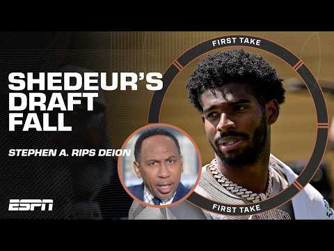 SLIDE SEEN ’ROUND THE WORLD 🌎 Stephen A.‘s blaming Shedeur’s draft fall on Deion 👀 | First Take