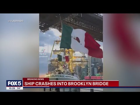 Ship crashes into Brooklyn Bridge, masts collapse, multiple injured