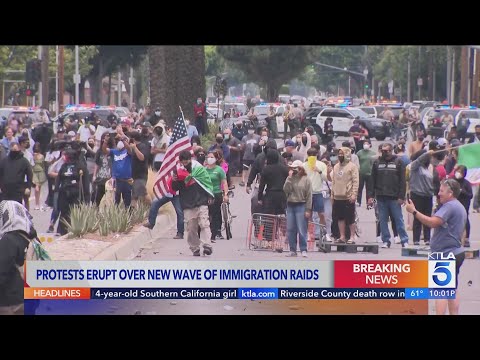 ICE raid protests turn destructive in Los Angeles